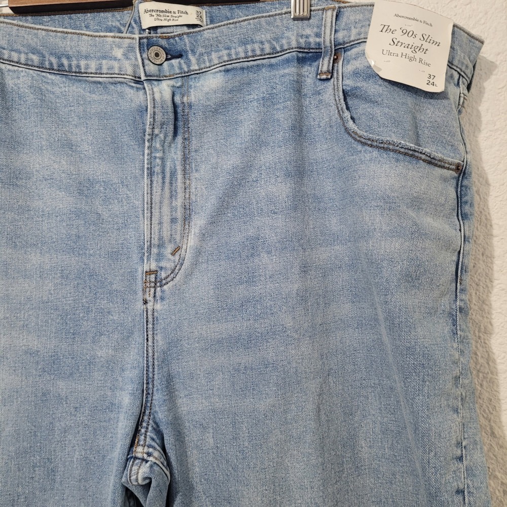 Abercrombie Fitch Jeans Womens 37/24 The 90s Straight Ultra High Rise Light Wash